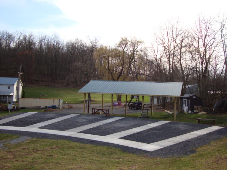 Shotgun range showing the pavilion and the shooting stations