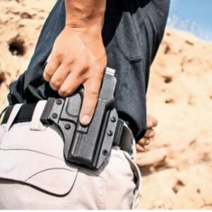 Pistol shooter in holster position